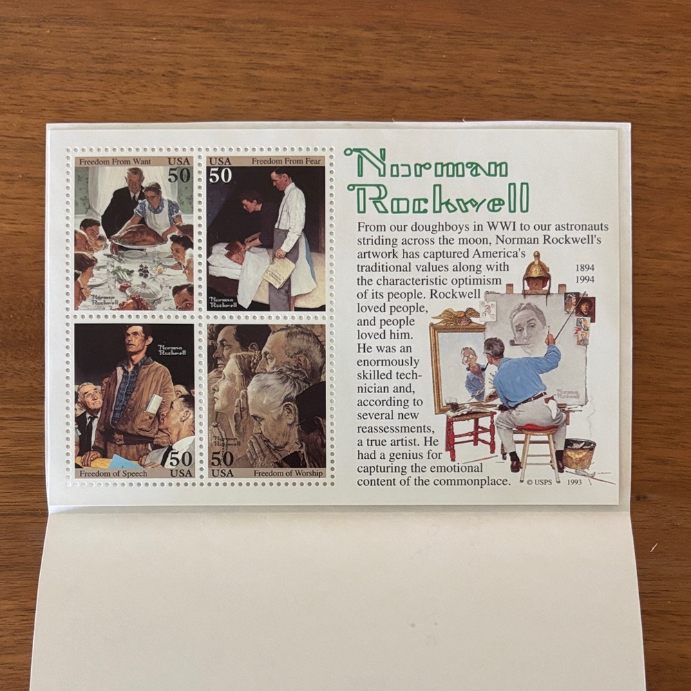 USPS 1993 Norman Rockwell Stamp Plate - Pristine Condition